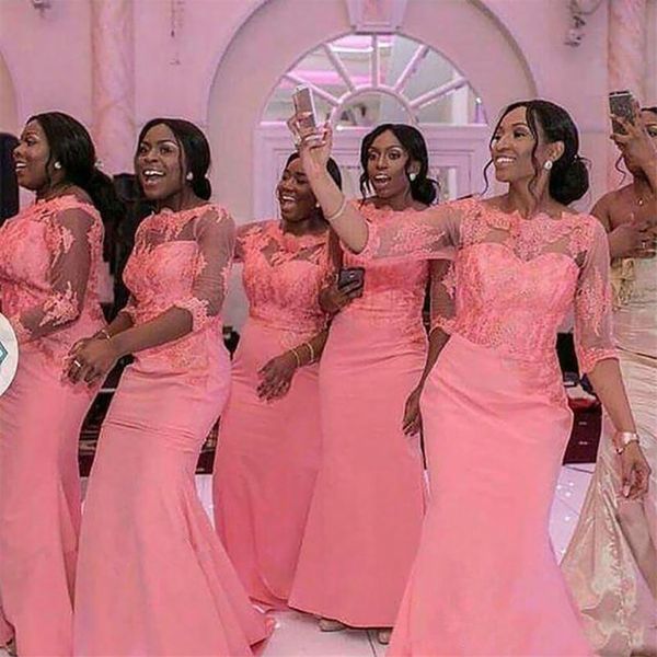 applique mermaid gowns with half sleeve evening dress new illusion prom party gown elastic satin bridesmaid dresses, White;pink
applique mermaid gowns with half sleeve evening dress new illusion prom party gown elastic satin bridesmaid dresses, White;pink