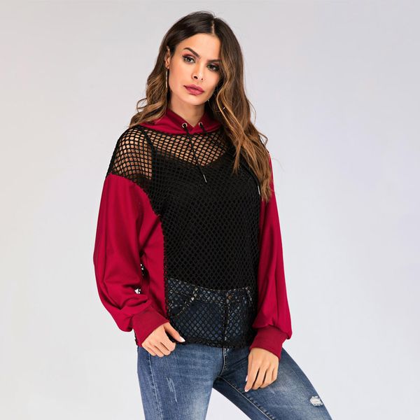 women hollow out hoodies long sleeves patchwork loose casual for spring ql sale, Black
women hollow out hoodies long sleeves patchwork loose casual for spring ql sale, Black