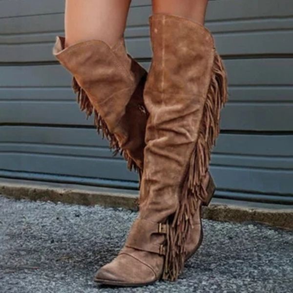 fashion women round toe low heel knee high tassel boots 2019 new lady solid color flock leather slip-on long spring autumn boots, Black
fashion women round toe low heel knee high tassel boots 2019 new lady solid color flock leather slip-on long spring autumn boots, Black