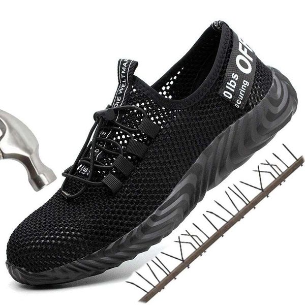 men's steel toe safety shoes light breathable male sneaker anti-smashing anti-piercing construction work mesh work shoes for men, Black
men's steel toe safety shoes light breathable male sneaker anti-smashing anti-piercing construction work mesh work shoes for men, Black