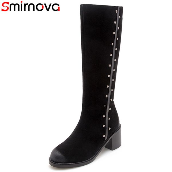 smirnova new arrival 2018 knee high boots thick heels suede leather boots round toe rivet punk women shoes, Black
smirnova new arrival 2018 knee high boots thick heels suede leather boots round toe rivet punk women shoes, Black