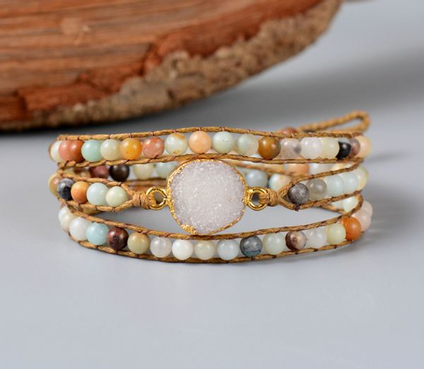 unique ite with gilded druzy charm 3 strands wrap bracelets wholesale handmade bohemian weaving bracelet, Golden;silver
unique ite with gilded druzy charm 3 strands wrap bracelets wholesale handmade bohemian weaving bracelet, Golden;silver