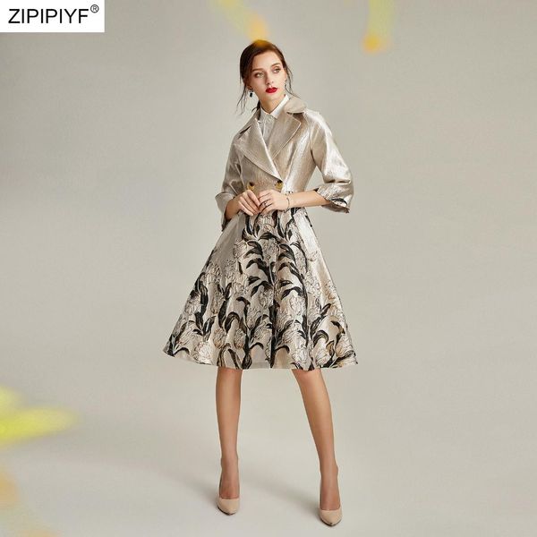 2019 autumn winter elegant jacquard notched collar trench coat temperament woman double breasted a-line coat c1929, Tan;black
2019 autumn winter elegant jacquard notched collar trench coat temperament woman double breasted a-line coat c1929, Tan;black