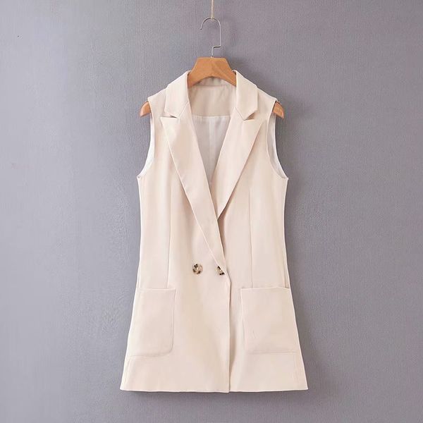 2019 women elegant sleeveless vest blazer notched collar pockets female double breasted causal stylish outwear waistcoats ct254, Black;white
2019 women elegant sleeveless vest blazer notched collar pockets female double breasted causal stylish outwear waistcoats ct254, Black;white
