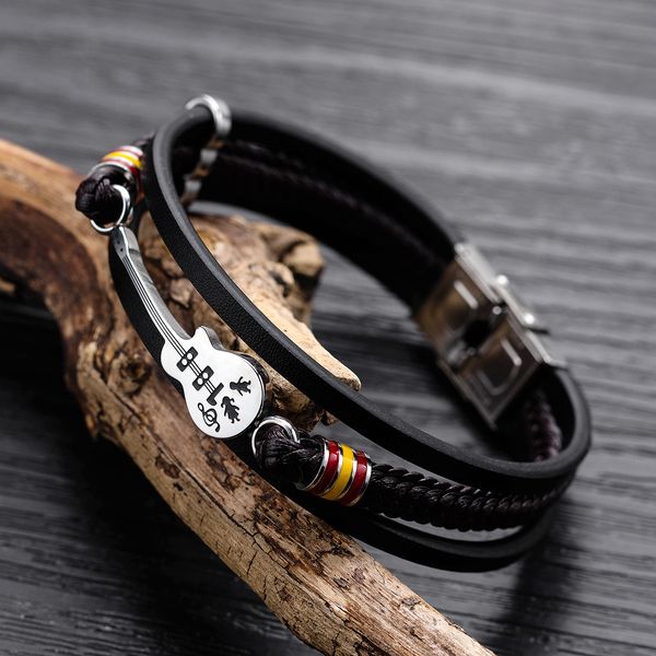 wholesale-men's accessories hip hops punk stainless steel music guitar leather bracelet jewelry present gift wristband multi-layers 8in, Golden;silver
wholesale-men's accessories hip hops punk stainless steel music guitar leather bracelet jewelry present gift wristband multi-layers 8in, Golden;silver