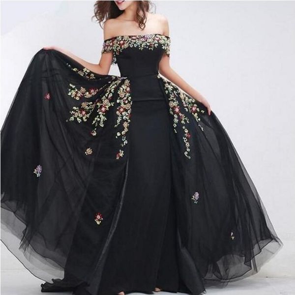 black charming evening dresses off satin shoulder lace appliques women a line party gowns tulle sweep train prom dresses ing, Black;red
black charming evening dresses off satin shoulder lace appliques women a line party gowns tulle sweep train prom dresses ing, Black;red