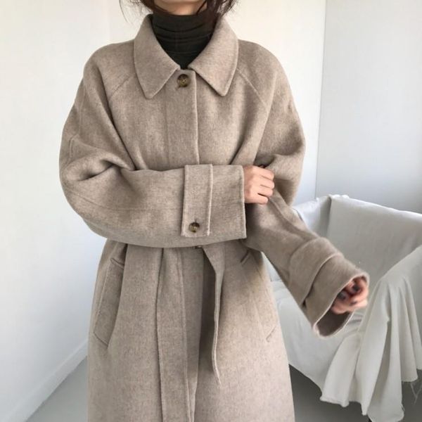winter plus size woolen coat belt turn down collar single breasted solid coats women casual outwear overcoat, Black
winter plus size woolen coat belt turn down collar single breasted solid coats women casual outwear overcoat, Black