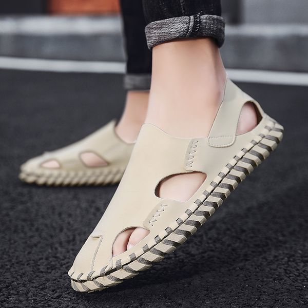 summer new men slip on sandals hand made leather sandals for man rubber sole men beach shoes comfortable flats mens, Black
summer new men slip on sandals hand made leather sandals for man rubber sole men beach shoes comfortable flats mens, Black
