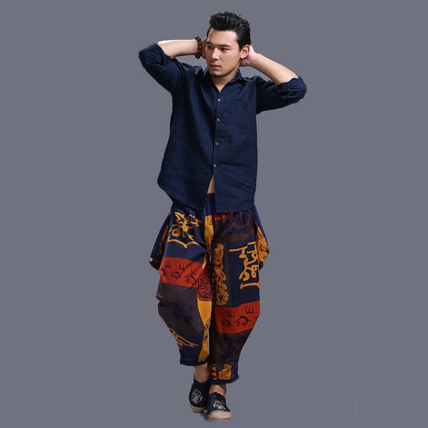 ropa de hombre 2020 chinese style cotton linen retro casual men's nine-point trousers loose harem pants printing men's clothing, Black
ropa de hombre 2020 chinese style cotton linen retro casual men's nine-point trousers loose harem pants printing men's clothing, Black