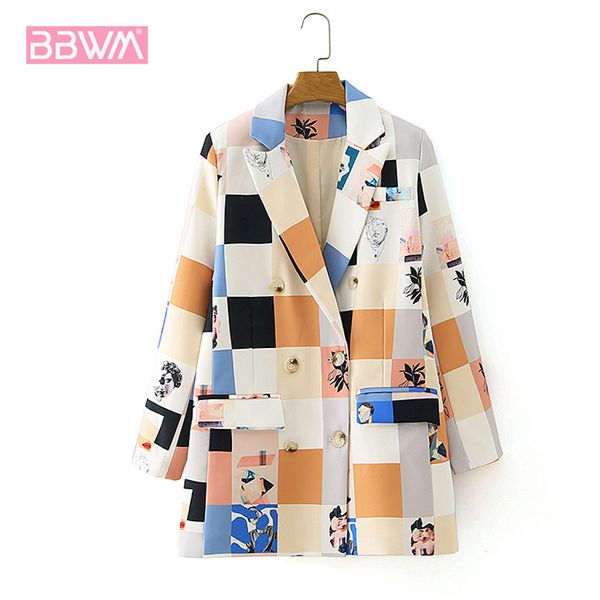 2020 fall women's new long - sleeved lapel coat slim and interesting geometric pattern square printed mosaic suit female, White;black
2020 fall women's new long - sleeved lapel coat slim and interesting geometric pattern square printed mosaic suit female, White;black