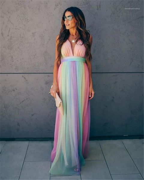 sling deep v neck dress summer gradient back cross skirt female designer clothes womens rainbow mesh spaghetti strap dresses, Black;gray
sling deep v neck dress summer gradient back cross skirt female designer clothes womens rainbow mesh spaghetti strap dresses, Black;gray