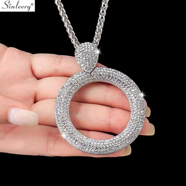 sinleery dazzling full cubic zirconia hollow round pendant long necklace for women statement maxi jewelry accessories my102 ssi, Silver
sinleery dazzling full cubic zirconia hollow round pendant long necklace for women statement maxi jewelry accessories my102 ssi, Silver