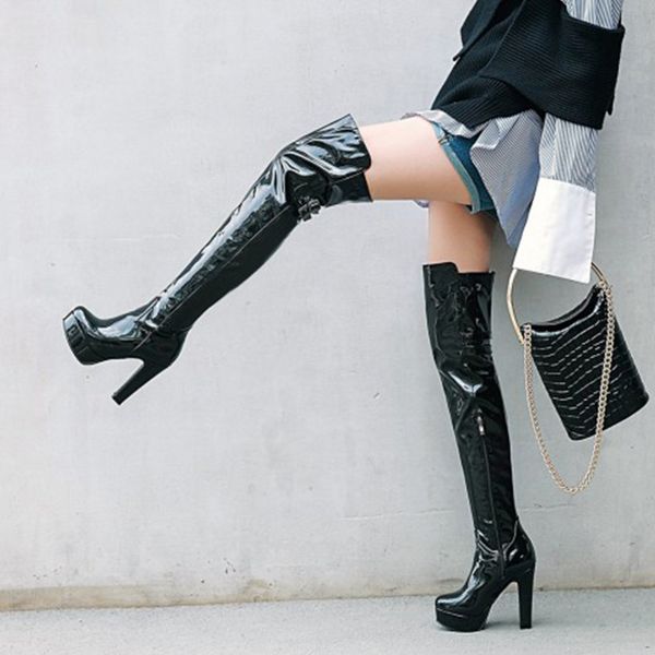 sarairis winter over the knee boots women shoes platform high heels shoes woman nightclub party boots large size 48, Black
sarairis winter over the knee boots women shoes platform high heels shoes woman nightclub party boots large size 48, Black