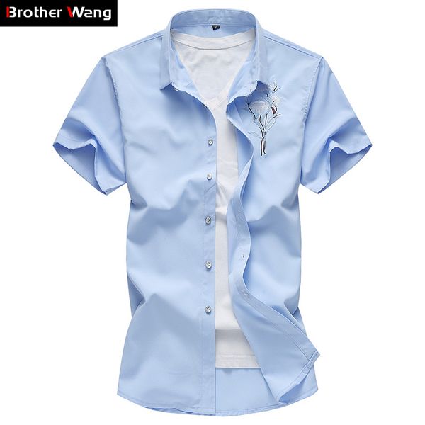 plus size 5xl 6xl 7xl men's embroidered short-sleeved shirt 2020 summer new fashion casual solid color brand shirt male clothes, White;black
plus size 5xl 6xl 7xl men's embroidered short-sleeved shirt 2020 summer new fashion casual solid color brand shirt male clothes, White;black