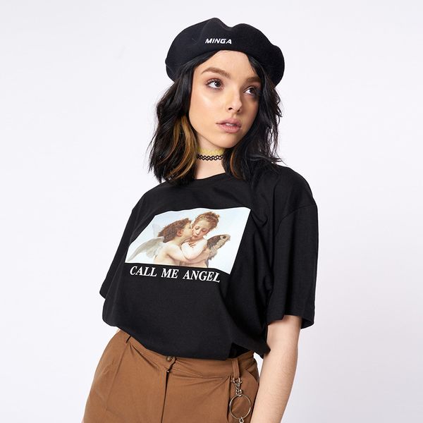 angel of summer old wind kiss angel printed short-sleeved t-shirt loose and thin blouse cotton angel round neck, White
angel of summer old wind kiss angel printed short-sleeved t-shirt loose and thin blouse cotton angel round neck, White