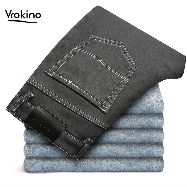 vrokino men's warm jeans winter warm plus fleece slim trousers men's black grey wool jeans large size 28-40, Blue
vrokino men's warm jeans winter warm plus fleece slim trousers men's black grey wool jeans large size 28-40, Blue