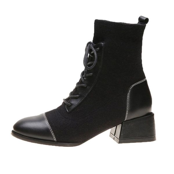 women's fashion boot pointed lace-up high heeled short boots ladies casual shoes, Black
women's fashion boot pointed lace-up high heeled short boots ladies casual shoes, Black
