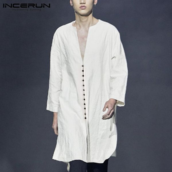incerun men shirt solid 100% cotton button long sleeve deep v neck vintage long casual shirts men robes 2019 streetwear 3xl, White;black
incerun men shirt solid 100% cotton button long sleeve deep v neck vintage long casual shirts men robes 2019 streetwear 3xl, White;black