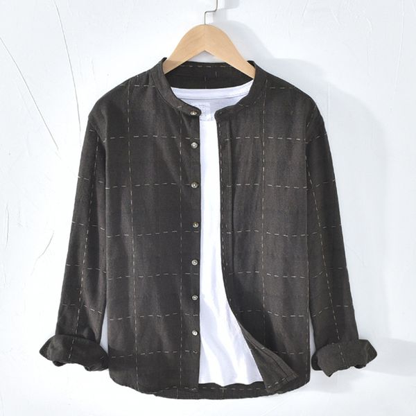cotton linen men shirt plaid long sleeve casual slim mandarin collar quality men's business cotton dress shirts camisas ts-634, White;black
cotton linen men shirt plaid long sleeve casual slim mandarin collar quality men's business cotton dress shirts camisas ts-634, White;black