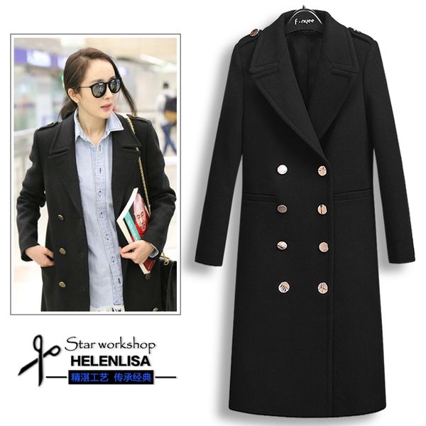 2019 winter women's fashion black double-breasted cashmere outerwear coat female retro long double-sided woolen coat
2019 winter women's fashion black double-breasted cashmere outerwear coat female retro long double-sided woolen coat