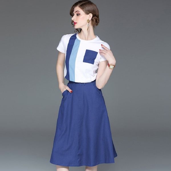 women's sets elegant shirts short sleeve and blue skirts two piece sets 2019office lady sweet boho party shirt and skirt set, White
women's sets elegant shirts short sleeve and blue skirts two piece sets 2019office lady sweet boho party shirt and skirt set, White