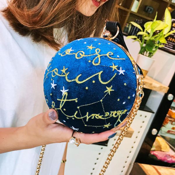 2018 crossbody handbag shoulder bags women bag simple fashion new mini round suede embroidery starry sky bag ing