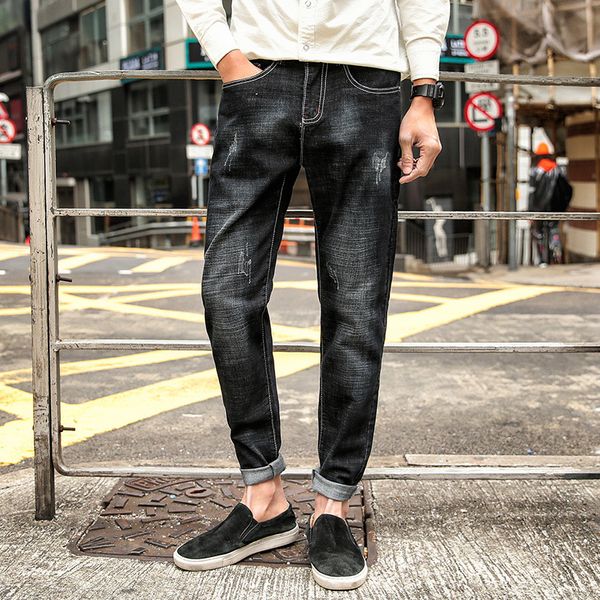 fashion casual men jeans loose solid denim jeans scratched ankle length homme big size, Blue
fashion casual men jeans loose solid denim jeans scratched ankle length homme big size, Blue