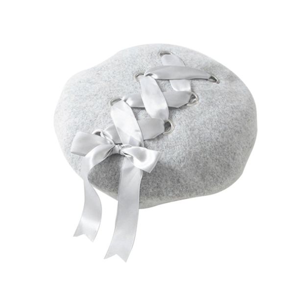 women sweet beret hat female soft macaron color ribbon strap woolen beret british style cross strap bowknot girls warm caps, Blue;gray
women sweet beret hat female soft macaron color ribbon strap woolen beret british style cross strap bowknot girls warm caps, Blue;gray