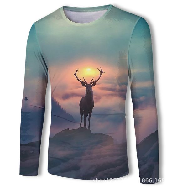 mens designer sunset deer scenery 3d digital printing long sleeve t-shirt wear, White;black
mens designer sunset deer scenery 3d digital printing long sleeve t-shirt wear, White;black