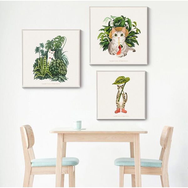 canvas painting nordic wall art animal cute cat and plant leaf poster minimalist decor home modern living room modular pictures
canvas painting nordic wall art animal cute cat and plant leaf poster minimalist decor home modern living room modular pictures
