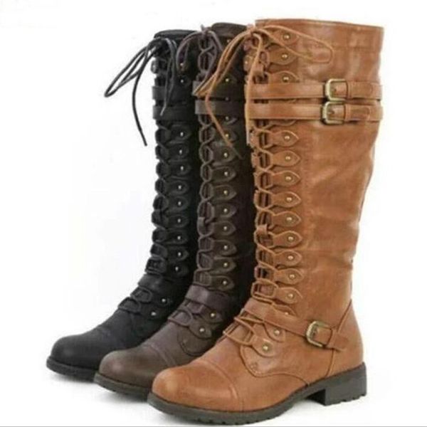 2020lace up knee high boots women fashion boots flats shoes woman square heel rubber flock boots botas winter buckle size 43, Black
2020lace up knee high boots women fashion boots flats shoes woman square heel rubber flock boots botas winter buckle size 43, Black