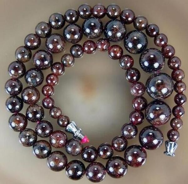gt; 5-11mm round beads garnet necklace 17 ", Silver
gt; 5-11mm round beads garnet necklace 17 ", Silver