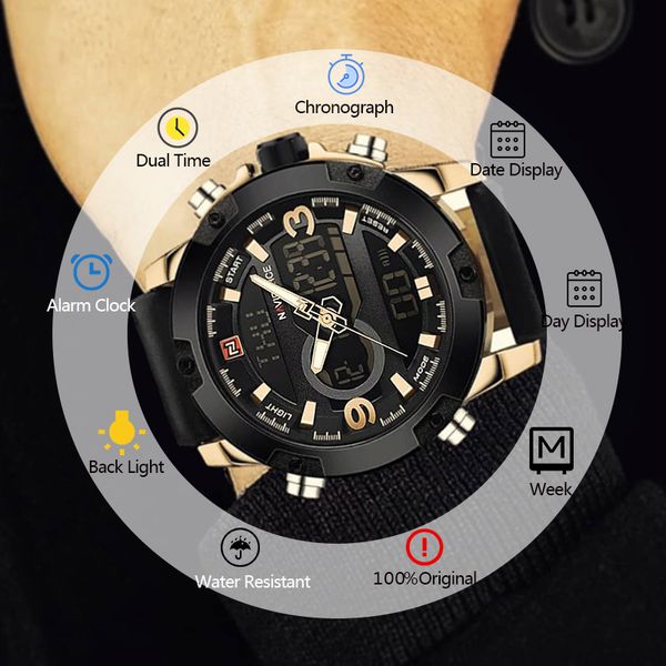 naviforce watch men sports mens watches led analog digital clock male quartz wrist watch relogio masculino, Slivery;brown
naviforce watch men sports mens watches led analog digital clock male quartz wrist watch relogio masculino, Slivery;brown