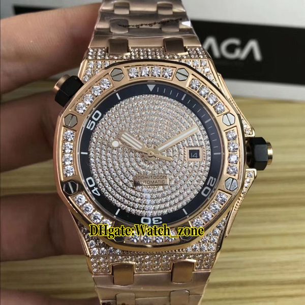 new oak diver 42mm 15710 gypsophila diamond dial black inner automatic mens watch diamond case rose gold steel bracelet sport watches, Slivery;brown
new oak diver 42mm 15710 gypsophila diamond dial black inner automatic mens watch diamond case rose gold steel bracelet sport watches, Slivery;brown