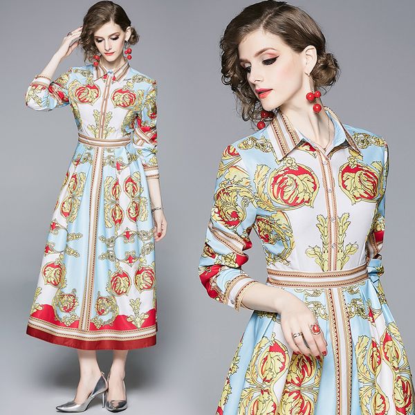 new women's runway elegant printed classic maxi shirt dress fashion button front lapel neck office lady slim party evening dresses, Black;gray
new women's runway elegant printed classic maxi shirt dress fashion button front lapel neck office lady slim party evening dresses, Black;gray