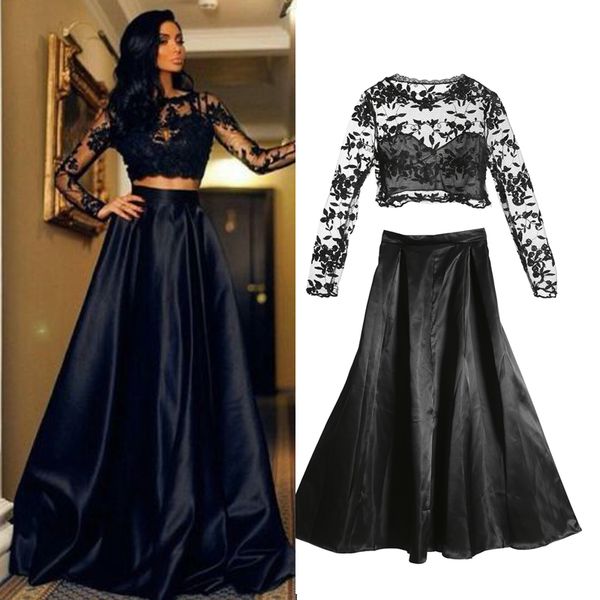 two piece dress womens clothing set fashion black floral maxi long ladies lace evening party ball gown prom dresses, White
two piece dress womens clothing set fashion black floral maxi long ladies lace evening party ball gown prom dresses, White
