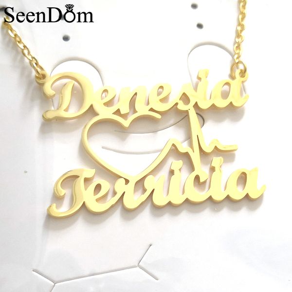 valentine's gift 2 names with heartbeat custom necklace stainless steel with gold color handwriting nameplate necklace, Golden;silver
valentine's gift 2 names with heartbeat custom necklace stainless steel with gold color handwriting nameplate necklace, Golden;silver