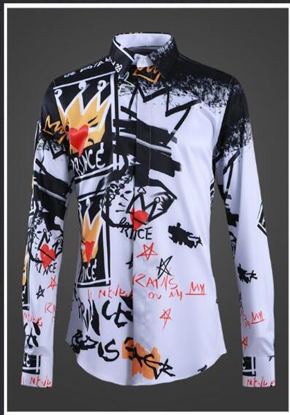 2019 new arrival design fashion print graffiti young style slim men's casual long-sleeved fashion shirt sale, White;black
2019 new arrival design fashion print graffiti young style slim men's casual long-sleeved fashion shirt sale, White;black