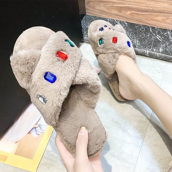 women home slippers crystal fluffy plush flat winter warm female indoor comfort furry cross shoes ladies bedroom footwear, Black
women home slippers crystal fluffy plush flat winter warm female indoor comfort furry cross shoes ladies bedroom footwear, Black