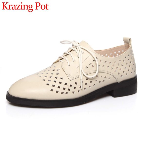 krazing pot natural leather round toe med heel shoes women preppy style young lady carving deep mouth lace up pumps l38, Black
krazing pot natural leather round toe med heel shoes women preppy style young lady carving deep mouth lace up pumps l38, Black