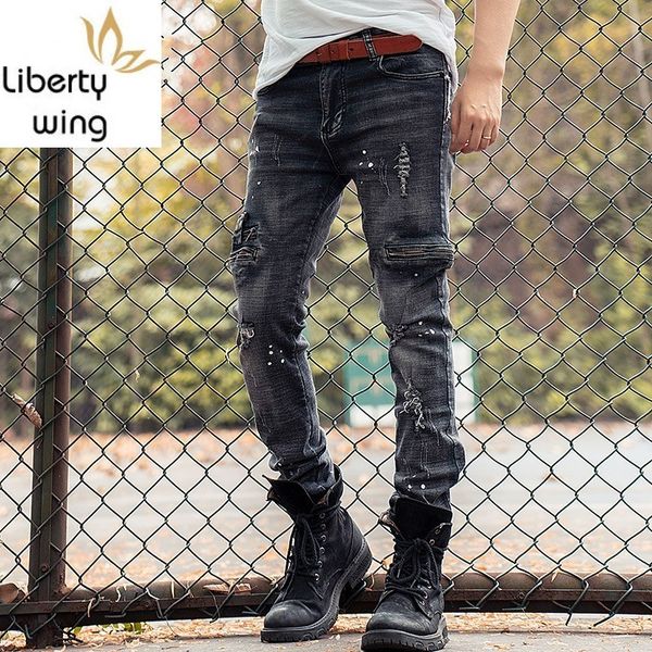 fashion new brand hole ripped slim fit mens denim pencil pants full length moto biker zipper pockets cowboy trousers plus size, Blue
fashion new brand hole ripped slim fit mens denim pencil pants full length moto biker zipper pockets cowboy trousers plus size, Blue