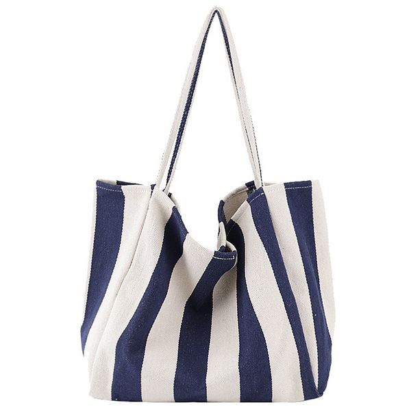 women canvas shopping bag blue striped vintage ladies chic casual shoulder bag foldable reusable cotton female tote handbag
women canvas shopping bag blue striped vintage ladies chic casual shoulder bag foldable reusable cotton female tote handbag