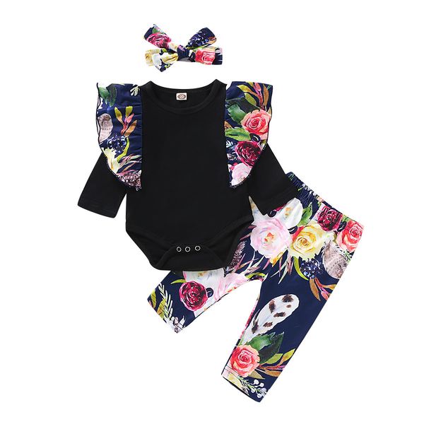 girls black romper flower set 3.05 t200526, White