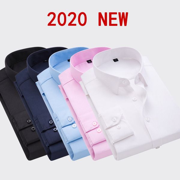 long sleeve shirt for men spring autumn fashion designer solid non iron slim fit business social formal shirts, White;black
long sleeve shirt for men spring autumn fashion designer solid non iron slim fit business social formal shirts, White;black
