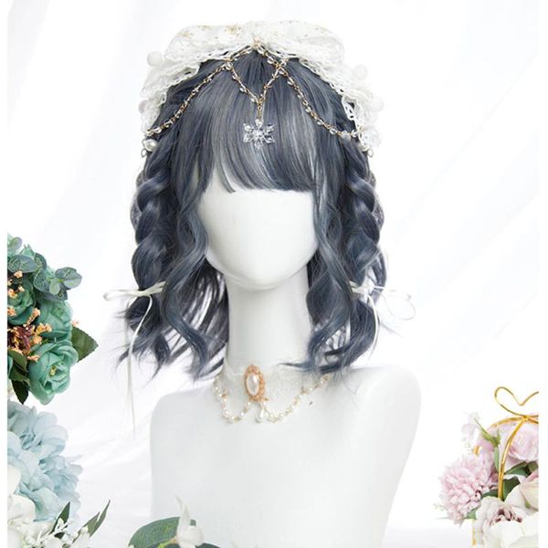 cosplaysalon 32cm lolita short bob mix gray blue ombre bangs heat resistant cute party synthetic hair cosplay wig, Black
cosplaysalon 32cm lolita short bob mix gray blue ombre bangs heat resistant cute party synthetic hair cosplay wig, Black