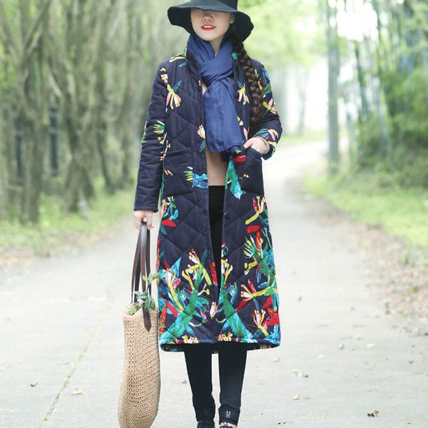 new national wind autumn winter coats long cotton casual literary printing jackets women thick warm winter female overcoat coat, Black
new national wind autumn winter coats long cotton casual literary printing jackets women thick warm winter female overcoat coat, Black