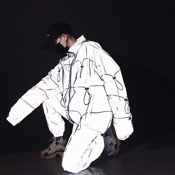 men 3m reflective jacket sets (jacket+pant) male women streetwear hip hop casual windbreaker coat dj stage show clothing, Black;brown
men 3m reflective jacket sets (jacket+pant) male women streetwear hip hop casual windbreaker coat dj stage show clothing, Black;brown