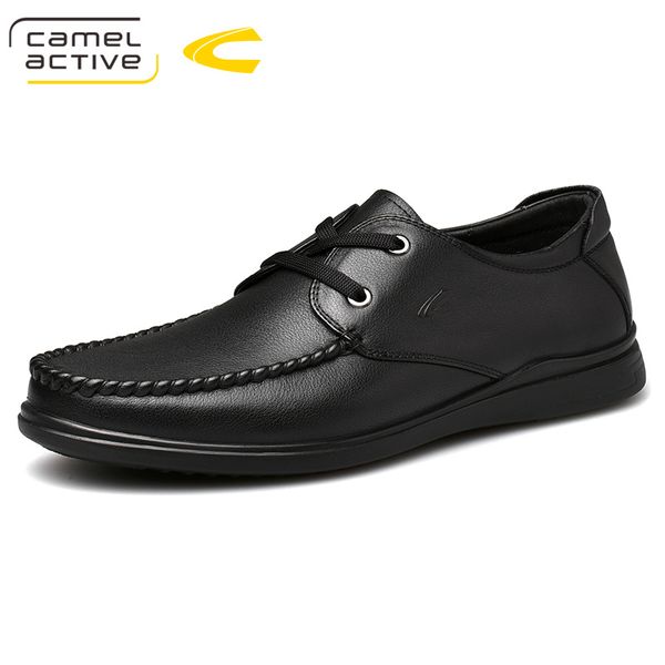 

camel active new autumn men shoes business casual genuine leather men's loafers youth exquisite cowhide shoes men soft pigskin, Black