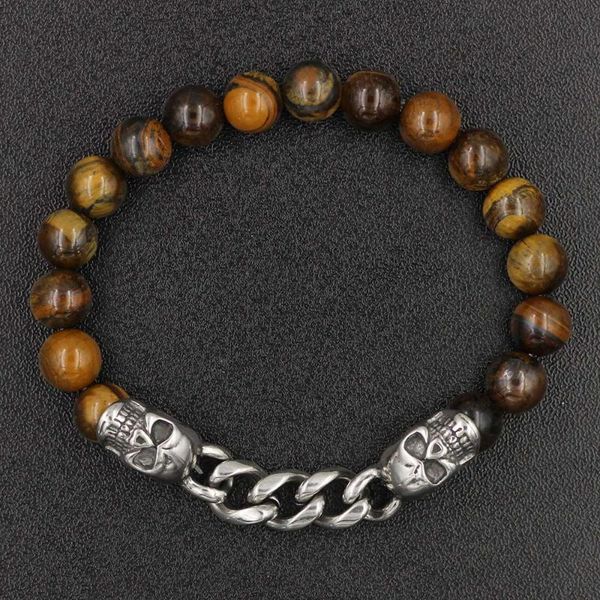natural stone tiger eye elastic bead bracelet stainless steel skull leopard animals chain charms bracelet jewelry for men women, Black
natural stone tiger eye elastic bead bracelet stainless steel skull leopard animals chain charms bracelet jewelry for men women, Black