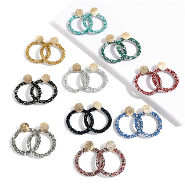 new simple women's fashion gemetric round crystal hoop earrings for women trendy rhinestone earring party jewelry gift, Golden;silver
new simple women's fashion gemetric round crystal hoop earrings for women trendy rhinestone earring party jewelry gift, Golden;silver